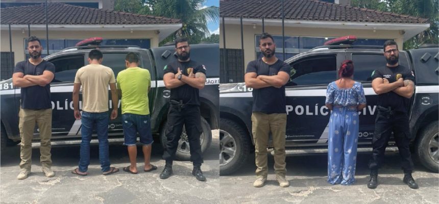 Policiais civis da 52ª Delegacia Interativa de Polícia (DIP) de São Paulo de Olivença (a 985 quilômetros de Manaus) prenderam em flagrante, na última segunda-feira (21/07), Glauciane Pereira Chota, Glaucio Pereira Chota e Vanderson dos Santos Davila, conhecido como “Dourado”, por tráfico de drogas, associação para o tráfico, posse ou porte de arma de fogo de uso restrito, violação de direito autoral, descaminho e crime ambiental.